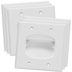 Recessed Low Voltage Cable Wall Plate for Home Theaters, Size 2-Gang 4.50" x 4.50", Polycarbonate Thermoplastic, TG8882-6PCS, White, 6 pack Recessed Low Voltage Cable Wall Plate for Home Theaters, Size 2-Gang 4.50" x 4.50", Polycarbonate Thermoplastic, TG8882-6PCS, White, 6 pack