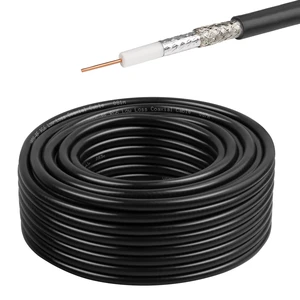 RG6 Dual Shield Cable 50FT, 18 AWG 75 Ohm Bare Copper Conductor RG6 Coaxial Cable (50feet, Black) RG6 Dual Shield Cable 50FT, 18 AWG 75 Ohm Bare Copper Conductor RG6 Coaxial Cable (50feet, Black)