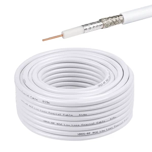 RG6 Dual Shield Cable 50FT, 18 AWG 75 Ohm Bare Copper Conductor RG6 Coaxial Cable (50 feet, White) RG6 Dual Shield Cable 50FT, 18 AWG 75 Ohm Bare Copper Conductor RG6 Coaxial Cable (50 feet, White)