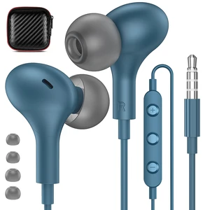 Wired Earbuds in-Ear Headphones 3.5mm Jack for Laptop/School Blue Noise Isolation Small Earphones, Corded Plug-in Ear Buds Mic Volume Control for iPhone/Samsung/Android/PC/Gaming Console/Kids Wired Earbuds in-Ear Headphones 3.5mm Jack for Laptop/School Blue Noise Isolation Small Earphones, Corded Plug-in Ear Buds Mic Volume Control for iPhone/Samsung/Android/PC/Gaming Console/Kids