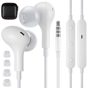 Wired Earbuds in-Ear Headphones 3.5mm Jack for Laptop/School White Noise Isolation Small Earphones, Corded Plug-in Ear Buds Mic Volume Control for iPhone/Samsung/Android/PC/Gaming Console/Kids Wired Earbuds in-Ear Headphones 3.5mm Jack for Laptop/School White Noise Isolation Small Earphones, Corded Plug-in Ear Buds Mic Volume Control for iPhone/Samsung/Android/PC/Gaming Console/Kids