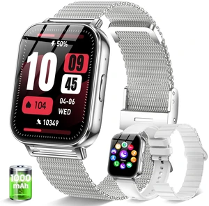 Smart Watch for Women 44MM Android & iPhone 30 Day+ Battery Fitness Tracker Make/Answer Call Smartwatch with Sleep Heart Rate SpO2 Monitor 120+Sport Step IP68 Waterproof, 3 Bands/1000mAh Smart Watch for Women 44MM Android & iPhone 30 Day+ Battery Fitness Tracker Make/Answer Call Smartwatch with Sleep Heart Rate SpO2 Monitor 120+Sport Step IP68 Waterproof, 3 Bands/1000mAh