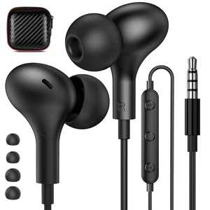 Wired Earbuds in-Ear Headphones 3.5mm Jack for Laptop/School Black Noise Isolation Small Earphones, Corded Plug-in Ear Buds Mic Volume Control for iPhone/Samsung/Android/PC/Gaming Console/Kids Wired Earbuds in-Ear Headphones 3.5mm Jack for Laptop/School Black Noise Isolation Small Earphones, Corded Plug-in Ear Buds Mic Volume Control for iPhone/Samsung/Android/PC/Gaming Console/Kids