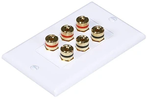 103538 Banana Binding Post Two-Piece Inset Wall Plate for 3 Speakers, Single PCS 103538 Banana Binding Post Two-Piece Inset Wall Plate for 3 Speakers, Single PCS