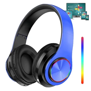 Blue Wireless Headphone Over Ear,Build in Mic,Foldable,Comfortable RGB Bluetooth Headphones with Colorful LED Lights for PC/Laptop/Tablet/Phone Gaming/Exercise/Calling, HiFi Stereo Sound Blue Wireless Headphone Over Ear,Build in Mic,Foldable,Comfortable RGB Bluetooth Headphones with Colorful LED Lights for PC/Laptop/Tablet/Phone Gaming/Exercise/Calling, HiFi Stereo Sound