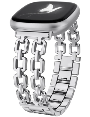 Metal Band Compatible with Fitbit Versa 4 3/Sense 2 1 Bands Women Dressy Chain Strap Designer Stainless Steel Bracelet Wristband for Versa 3 4/Sense 2/Sense Smartwatch Accessories Metal Band Compatible with Fitbit Versa 4 3/Sense 2 1 Bands Women Dressy Chain Strap Designer Stainless Steel Bracelet Wristband for Versa 3 4/Sense 2/Sense Smartwatch Accessories
