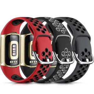 Compatible with Fitbit Charge 6 Band Men Women/Fitbit Charge 5 Band Sport Band Silicone Wrist Strap for Charge 6 and Charge 5 Watch Accessories, Coal Black/Black Gray/Red Black, Large Compatible with Fitbit Charge 6 Band Men Women/Fitbit Charge 5 Band Sport Band Silicone Wrist Strap for Charge 6 and Charge 5 Watch Accessories, Coal Black/Black Gray/Red Black, Large
