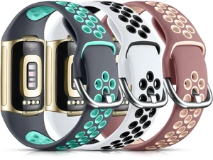 Breathable Sport Band for Fitbit Charge 6 Band/Fitbit Charge 5 Band Soft Silicone Wrist Strap for Men Women, Waterproof Wristband for Charge 6/Charge 5, White Black/Smoke Purple/Gray Teal,Small Breathable Sport Band for Fitbit Charge 6 Band/Fitbit Charge 5 Band Soft Silicone Wrist Strap for Men Women, Waterproof Wristband for Charge 6/Charge 5, White Black/Smoke Purple/Gray Teal,Small