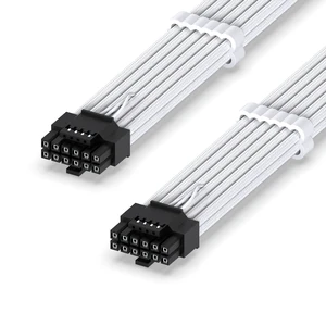 12VHPWR PSU Sleeved Cable, 12V-2x6, 600W Support, 60cm, White 12+4 Pin Male-Male, Direct PSU-to-GPU, 16AWG Tinned Copper, Cable Combs Included, Clean Cable Routing, RTX 40/50 Series 12VHPWR PSU Sleeved Cable, 12V-2x6, 600W Support, 60cm, White 12+4 Pin Male-Male, Direct PSU-to-GPU, 16AWG Tinned Copper, Cable Combs Included, Clean Cable Routing, RTX 40/50 Series