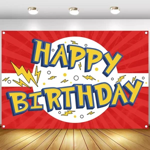 Red White Yellow Cartoon Birthday Party Backdrop-6x4ft Photography Party Banner for Baby Shower Boy Girl Birthday Party Home Decor Red White Yellow Cartoon Birthday Party Backdrop-6x4ft Photography Party Banner for Baby Shower Boy Girl Birthday Party Home Decor