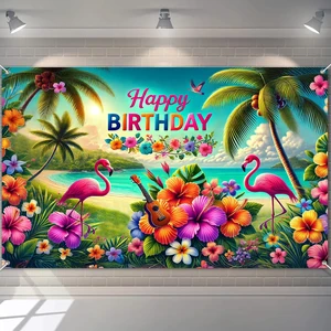 Hawaiian Birthday Banner 120x84 Inch Tropical Theme Decoration Luau Party Beach Theme Background Decoration with Flamingos Flowers and Ukulele for Girls or Boys Gifts Hawaiian Birthday Banner 120x84 Inch Tropical Theme Decoration Luau Party Beach Theme Background Decoration with Flamingos Flowers and Ukulele for Girls or Boys Gifts