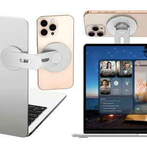 Magnetic Phone Holder for Laptop, 360° Adjustable MacBook Monitor Side Mount for iPhone 17 Pro Max/16/15/14/13/12 MagSafe for Tesla, Portable Foldable Cell Phone Holder Accessory, Silver Magnetic Phone Holder for Laptop, 360° Adjustable MacBook Monitor Side Mount for iPhone 17 Pro Max/16/15/14/13/12 MagSafe for Tesla, Portable Foldable Cell Phone Holder Accessory, Silver