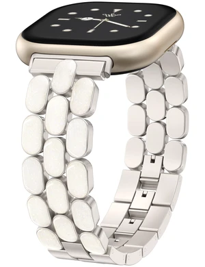 Resin Metal Band Compatible with Fitbit Versa 4 Bands for Women/Sense 2/Sense/Versa 3, Jewelry-Style Dressy Bracelet with No-Tool Adjustment, Elegant Lightweight Strap for Work & Daily Resin Metal Band Compatible with Fitbit Versa 4 Bands for Women/Sense 2/Sense/Versa 3, Jewelry-Style Dressy Bracelet with No-Tool Adjustment, Elegant Lightweight Strap for Work & Daily