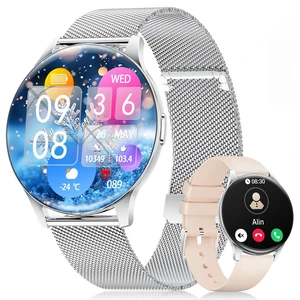 Smart Watch for Women, 1.43" AMOLED Screen Smartwatch with Answer/Make Call for iPhone/Android/Samsung,Fitness Tracker with 120+ Sport Modes, Sleep/Health Monitor, IP68 Waterproof,2 Bands,Silver Smart Watch for Women, 1.43" AMOLED Screen Smartwatch with Answer/Make Call for iPhone/Android/Samsung,Fitness Tracker with 120+ Sport Modes, Sleep/Health Monitor, IP68 Waterproof,2 Bands,Silver