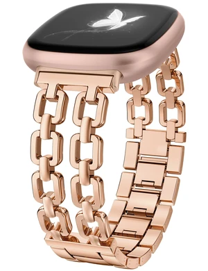 Metal Band Compatible with Fitbit Versa 4 3/Sense 2 1 Bands Women Dressy Chain Strap Designer Stainless Steel Bracelet Wristband for Versa 3 4/Sense 2/Sense Smartwatch Accessories Metal Band Compatible with Fitbit Versa 4 3/Sense 2 1 Bands Women Dressy Chain Strap Designer Stainless Steel Bracelet Wristband for Versa 3 4/Sense 2/Sense Smartwatch Accessories