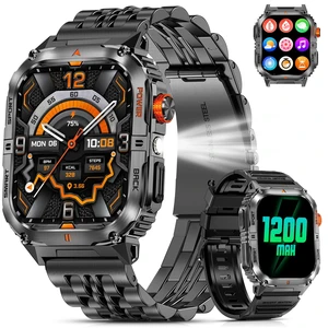 Military Smart Watch for Men, 1200mAh Battery, Flashlight, Bluetooth Call 2.0" AMOLED Display, 2 Bands, 110+ Sports Modes, 5ATM Waterproof, 200+ Watch Faces, Fitness Tracker for Android & iPhone Military Smart Watch for Men, 1200mAh Battery, Flashlight, Bluetooth Call 2.0" AMOLED Display, 2 Bands, 110+ Sports Modes, 5ATM Waterproof, 200+ Watch Faces, Fitness Tracker for Android & iPhone