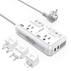 Universal Travel Adapter Voltage Converter US to Europe 2000W 220V to 110V Converter with 2 USB Ports and EU/UK/AUS Plug Adapter for Hair Dryer/Curling Iron Universal Travel Adapter Voltage Converter US to Europe 2000W 220V to 110V Converter with 2 USB Ports and EU/UK/AUS Plug Adapter for Hair Dryer/Curling Iron