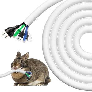 Cable Sleeve, 20ft - 4/5 inch Dog Cat Cord Protector for Pets, White Cord Cover for Pets, Flexible Cord Protector from Pets Chewing, Bite-Resistant Cable Wire Management for USB, Power, TV Cords Cable Sleeve, 20ft - 4/5 inch Dog Cat Cord Protector for Pets, White Cord Cover for Pets, Flexible Cord Protector from Pets Chewing, Bite-Resistant Cable Wire Management for USB, Power, TV Cords
