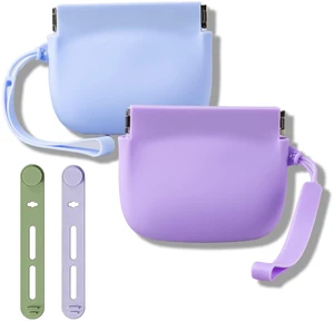 2-Pack Silicone Earbud & Cable Organizer Case with 2 Cord Winders, Pop-Open Storage Box for Headphones, Charging Cords, Small Accessories, Coin Purse Blue & Purple 2-Pack Silicone Earbud & Cable Organizer Case with 2 Cord Winders, Pop-Open Storage Box for Headphones, Charging Cords, Small Accessories, Coin Purse Blue & Purple