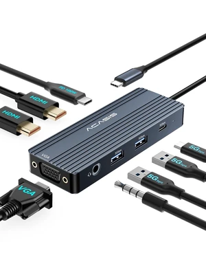 USB C Docking Station Dual Monitors,8-in-1 Laptop Docking Station with Dual HDMI +VGA +2 * 5G USB-A/C+3.5MM Audio+PD100W, USB C HUB multiport Adapter for Dell/HP/Lenovo ThinkPadGray USB C Docking Station Dual Monitors,8-in-1 Laptop Docking Station with Dual HDMI +VGA +2 * 5G USB-A/C+3.5MM Audio+PD100W, USB C HUB multiport Adapter for Dell/HP/Lenovo ThinkPadGray