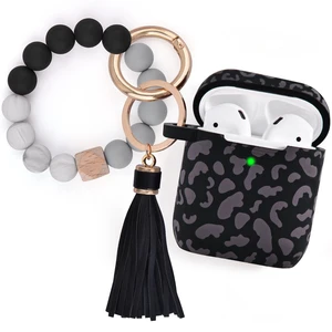 Compatible with Airpod 2nd Generation Case,Cute1&2 Case Cover for Women, Silicone Protective Case with Bracelet Keychain(Leopard Black) Compatible with Airpod 2nd Generation Case,Cute1&2 Case Cover for Women, Silicone Protective Case with Bracelet Keychain(Leopard Black)
