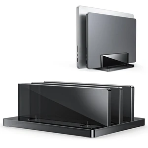 Vertical Laptop Stand, Black Acrylic Dual Holder for MacBook Gaming Adjustable Width 0.43-1.38", Black Acrylic Dual Slot Stand for Desk, Compatible with MacBook Pro/Air HP Gaming up to 17" Vertical Laptop Stand, Black Acrylic Dual Holder for MacBook Gaming Adjustable Width 0.43-1.38", Black Acrylic Dual Slot Stand for Desk, Compatible with MacBook Pro/Air HP Gaming up to 17"