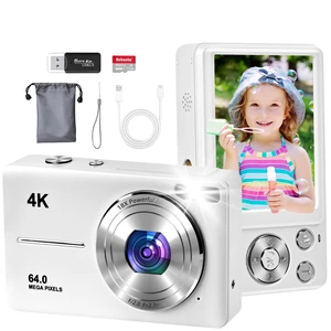 4K Digital Camera for Photography, Autofocus 64MP Vlogging Camera, 32GB TF Card, 2.8'' LED Screen, 18X Zoom, Anti-Shake, Portable YouTube Point and Shoot Digital Cameras (White) 4K Digital Camera for Photography, Autofocus 64MP Vlogging Camera, 32GB TF Card, 2.8'' LED Screen, 18X Zoom, Anti-Shake, Portable YouTube Point and Shoot Digital Cameras (White)