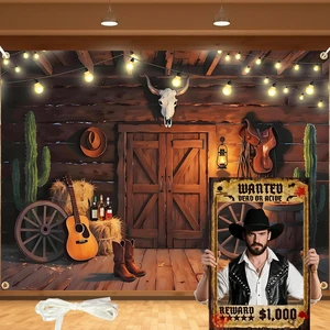 Vintage Western Cowboy Backdrop with Wanted Poster- Durable Polyester Photo Booth Background for Wild West Parties Decor (Western Backdrop, 10x6.5FT) Vintage Western Cowboy Backdrop with Wanted Poster- Durable Polyester Photo Booth Background for Wild West Parties Decor (Western Backdrop, 10x6.5FT)