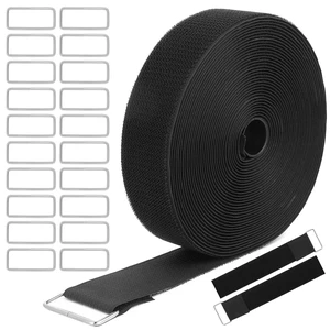 2" x40 ft Reusable Cinch Strap with 20 Metal Buckles, Hook and Loop Securing Strap Cable Ties for Cable Tidy, Wire Management, Cord Organiser, Black 2" x40 ft Reusable Cinch Strap with 20 Metal Buckles, Hook and Loop Securing Strap Cable Ties for Cable Tidy, Wire Management, Cord Organiser, Black