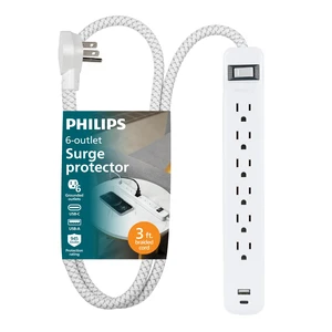 Surge Protector Power Strips with USB Ports, 3 Ft Braided Extension Cord Surge Protector Power Strips with USB Ports, 3 Ft Braided Extension Cord