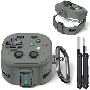 for Galaxy Buds 4 Pro Case and Buds 4 Case Cover, Secure Lock Case for Samsung Galaxy Buds 4 Pro 2026, Funny Game Hard Shell Cover with Cleaner Kit and Keychain for Men Boy Women, Gray-Green for Galaxy Buds 4 Pro Case and Buds 4 Case Cover, Secure Lock Case for Samsung Galaxy Buds 4 Pro 2026, Funny Game Hard Shell Cover with Cleaner Kit and Keychain for Men Boy Women, Gray-Green