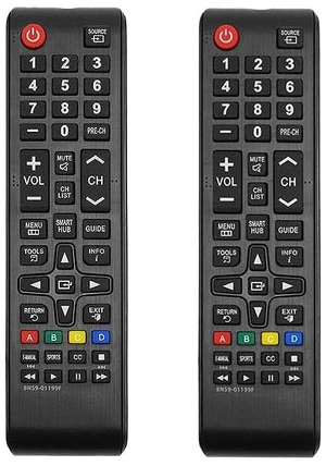Two Universal Remote Controls Suitable for Samsung Remote Control for Smart TV and Replacement Durable and Sleek Remote with IR Technology, 2 AAA Batteries not Included - (2 Pack) Two Universal Remote Controls Suitable for Samsung Remote Control for Smart TV and Replacement Durable and Sleek Remote with IR Technology, 2 AAA Batteries not Included - (2 Pack)