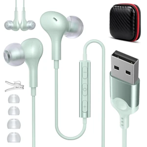 USB Earbuds Wired with Microphone for PC 7.5 Ft Cable, Green USB Headset for School Computer Class, Wired USBA Headphone with Mic Stereo Cord Laptop Earphone for HP/Dell/Surface Meeting USB Earbuds Wired with Microphone for PC 7.5 Ft Cable, Green USB Headset for School Computer Class, Wired USBA Headphone with Mic Stereo Cord Laptop Earphone for HP/Dell/Surface Meeting