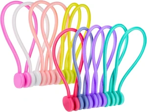 Magnetic Cable Ties Reusable Silicone Magnetic Cord Organizers for Bundling, Fridge Clips, Book Markers & More Assorted Colors for Efficient Cable Management (All Color, 12-Pack) Magnetic Cable Ties Reusable Silicone Magnetic Cord Organizers for Bundling, Fridge Clips, Book Markers & More Assorted Colors for Efficient Cable Management (All Color, 12-Pack)
