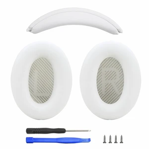 Ear Cushion and Headband for Bose QC45 QC35, Replacement Headstrap Pad Repair Part with Protein Leather& Memory Foam (White) Ear Cushion and Headband for Bose QC45 QC35, Replacement Headstrap Pad Repair Part with Protein Leather& Memory Foam (White)