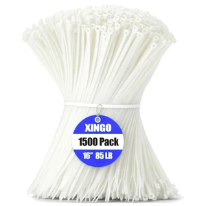 16 Inch White Zip Ties 1500 PCS, 85 LBS Tensile Strength, UV Resistant Cable Ties, Premium Self-locking Plastic Ties for Indoor and Outdoor Use 16 Inch White Zip Ties 1500 PCS, 85 LBS Tensile Strength, UV Resistant Cable Ties, Premium Self-locking Plastic Ties for Indoor and Outdoor Use