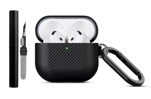 Case for AirPods 5 / AirPods 4 Carbon Fiber Style Vegan Leather Case PU Leather & PC Dual Layer Protection - Handmade Protective Hard Shell Cover - Air Pods 5 Case Cover with Carabiner - Black Case for AirPods 5 / AirPods 4 Carbon Fiber Style Vegan Leather Case PU Leather & PC Dual Layer Protection - Handmade Protective Hard Shell Cover - Air Pods 5 Case Cover with Carabiner - Black