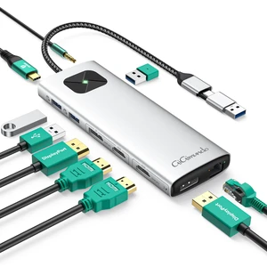 LK10 10 in 1 Docking Station with Triple Display for Windows 2 x HDMI, 2 x DP, 3 x USB-A 10 Gbps, 1 Gbps Ethernet, 100W PD, 3.5MM Audio, compatible with M1/M2/M3 Macbook Neo/Dell/HP LK10 10 in 1 Docking Station with Triple Display for Windows 2 x HDMI, 2 x DP, 3 x USB-A 10 Gbps, 1 Gbps Ethernet, 100W PD, 3.5MM Audio, compatible with M1/M2/M3 Macbook Neo/Dell/HP
