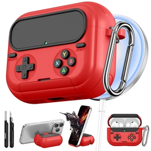 Retro Game Case for AirPods Pro 3 Game Console Design Protective Cover with Foldable Stand, Secure Lock Anti-Drop Shockproof PC+TPU Case, Keychain & Cleaning Kit for Men & Boys, Red Retro Game Case for AirPods Pro 3 Game Console Design Protective Cover with Foldable Stand, Secure Lock Anti-Drop Shockproof PC+TPU Case, Keychain & Cleaning Kit for Men & Boys, Red