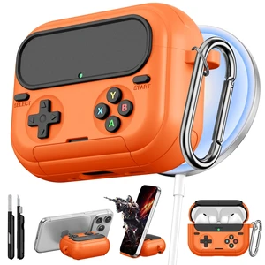 Retro Game Case for AirPods Pro 3 Game Console Design Protective Cover with Foldable Stand, Secure Lock Anti-Drop Shockproof PC+TPU Case, Keychain & Cleaning Kit for Men & Boys, Orange Retro Game Case for AirPods Pro 3 Game Console Design Protective Cover with Foldable Stand, Secure Lock Anti-Drop Shockproof PC+TPU Case, Keychain & Cleaning Kit for Men & Boys, Orange