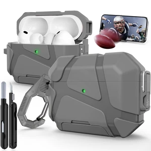 for AirPods Pro 3rd Case with Secure Lock-Grey With Phone Stand Design Compatible with Airpods Pro 3 Generation Cover with Cleaner Kit for AirPods Pro 3rd Case with Secure Lock-Grey With Phone Stand Design Compatible with Airpods Pro 3 Generation Cover with Cleaner Kit