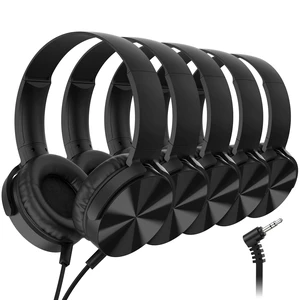 Kids Headphones Bulk 5 Pack, Durable Wired School Headphones for K-12 Classroom, Foldable Student Headphones for Library, Online Listening, Tablet, 3.5mm Jack, Black Kids Headphones Bulk 5 Pack, Durable Wired School Headphones for K-12 Classroom, Foldable Student Headphones for Library, Online Listening, Tablet, 3.5mm Jack, Black