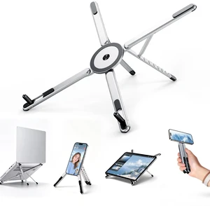Portable Laptop Stand, 3-in-1 Magnetic Foldable Adjustable, for DeskWhite Aluminum alloy, lightweight compact, 8-level height, ergonomic, for phone/tablet, home office/travel Portable Laptop Stand, 3-in-1 Magnetic Foldable Adjustable, for DeskWhite Aluminum alloy, lightweight compact, 8-level height, ergonomic, for phone/tablet, home office/travel