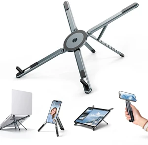 Portable Laptop Stand, 3-in-1 Magnetic Foldable Adjustable, for DeskGray Aluminum alloy, lightweight compact, 8-level height, ergonomic, for phone/tablet, home office/travel Portable Laptop Stand, 3-in-1 Magnetic Foldable Adjustable, for DeskGray Aluminum alloy, lightweight compact, 8-level height, ergonomic, for phone/tablet, home office/travel