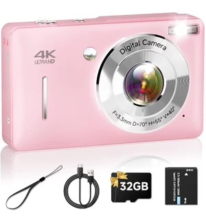 Digital Camera, FHD 44MP Point and Shoot Digital Camera with Anti Shake, Small Digital Camera with 32GB SD Card,16X Zoom Pink Camera for Kids, Teens, Boys, Girls Pink Digital Camera, FHD 44MP Point and Shoot Digital Camera with Anti Shake, Small Digital Camera with 32GB SD Card,16X Zoom Pink Camera for Kids, Teens, Boys, Girls Pink
