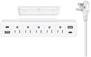 40W Under Desk Power Strip Surge Protector 1200J 5 Outlet 4 USB 6FT White 20W USB-C Fast Charging Mountable Flat Plug Power Strip 9 in 1 Desk Outlet Home Office 40W Under Desk Power Strip Surge Protector 1200J 5 Outlet 4 USB 6FT White 20W USB-C Fast Charging Mountable Flat Plug Power Strip 9 in 1 Desk Outlet Home Office