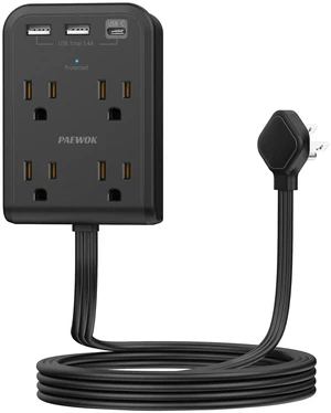 Outlet Extender Stick, Extension Cord Flat Wall Plug, 6 FT Flat Plug Power Strip with USB C Ports, 4 Outlet, 3 USB, Home Office Dorm Room Essentials, Wall Mount, Black Outlet Extender Stick, Extension Cord Flat Wall Plug, 6 FT Flat Plug Power Strip with USB C Ports, 4 Outlet, 3 USB, Home Office Dorm Room Essentials, Wall Mount, Black