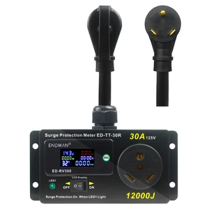 RV 30 Amp Surge Protector with Power Meter 12000 Joules NEMA TT-30P 12000 Joules High Surge Guard - Real-Time Voltage & Amp Monitor for Travel Trailers RV 30 Amp Surge Protector with Power Meter 12000 Joules NEMA TT-30P 12000 Joules High Surge Guard - Real-Time Voltage & Amp Monitor for Travel Trailers