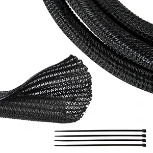 Braided Wire Cable Sleeve Split Wiring Sleeving 10 Feet - 1/2" Flexible Self-Wrap for Automotive Computer Cable Cord Management Cover Protector, Anti-Scratch High-Temperature Black Braided Wire Cable Sleeve Split Wiring Sleeving 10 Feet - 1/2" Flexible Self-Wrap for Automotive Computer Cable Cord Management Cover Protector, Anti-Scratch High-Temperature Black