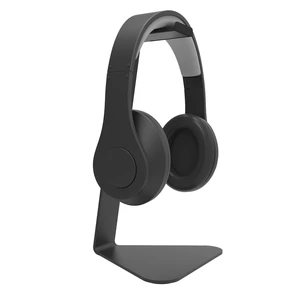 H1 Universal Headphone Stand - Black - Solid Steel Construction - Curved Silicone Resting Surface H1 Universal Headphone Stand - Black - Solid Steel Construction - Curved Silicone Resting Surface